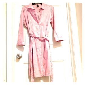 Light Pink Button Down Shirt dress belted waist